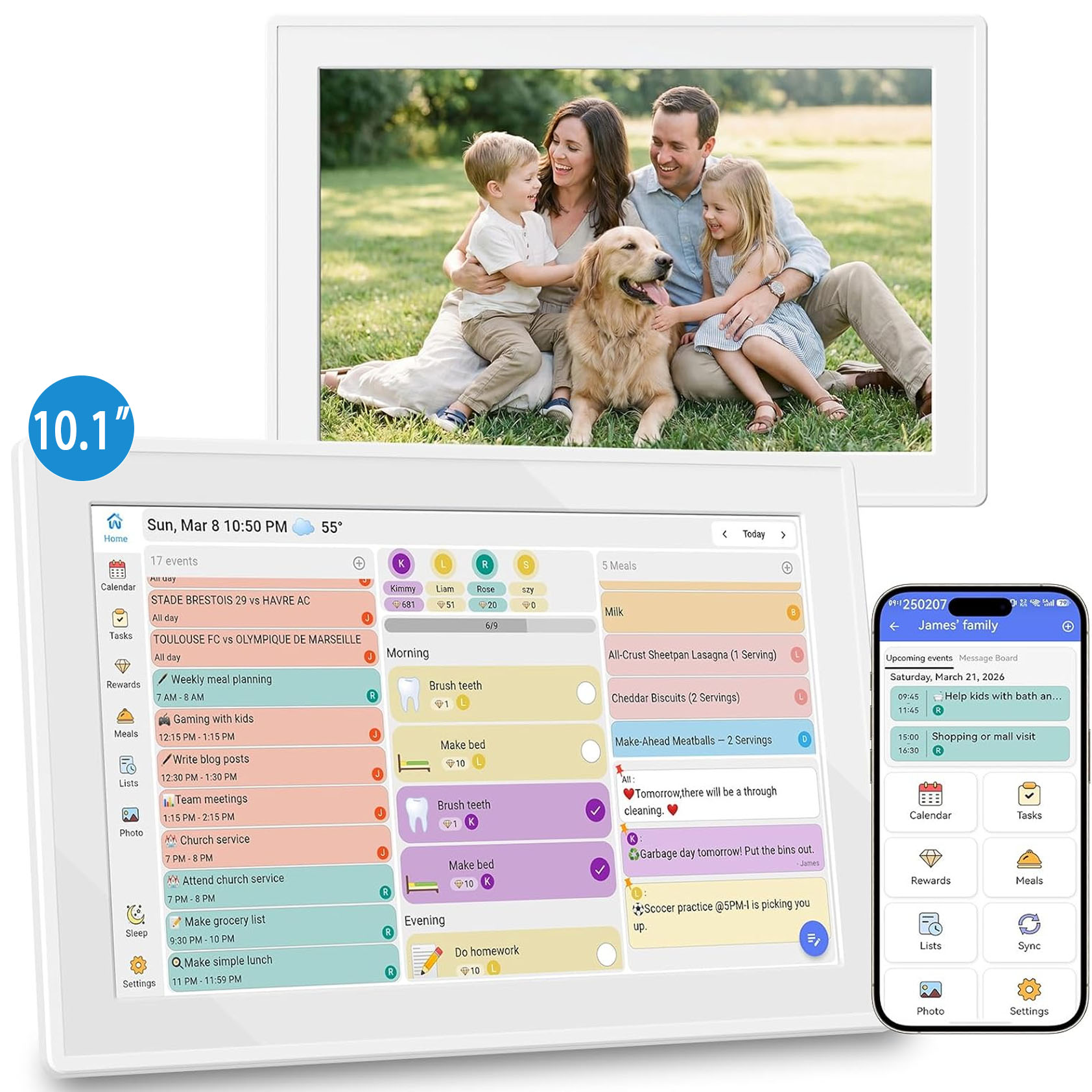 Digital Photo Frame Wifi - 10,1-calowy cyfrowy kalendarz rodzinny WiFi z