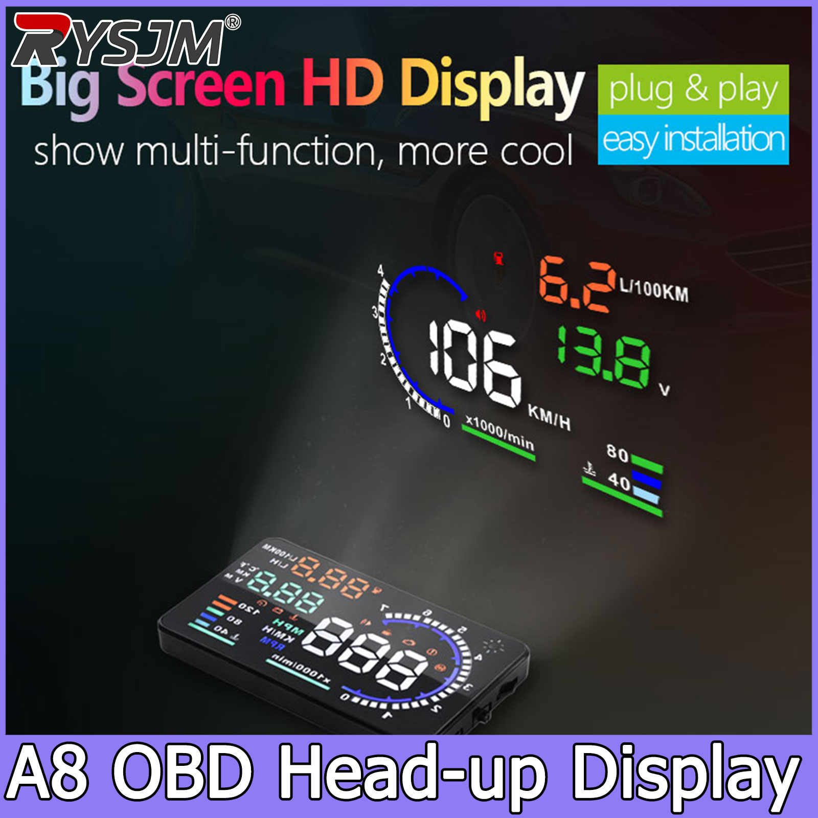 Electronics Gadgets For Car - Wyświetlacz HUD A8 OBD, prędkościomierz samochodowy,