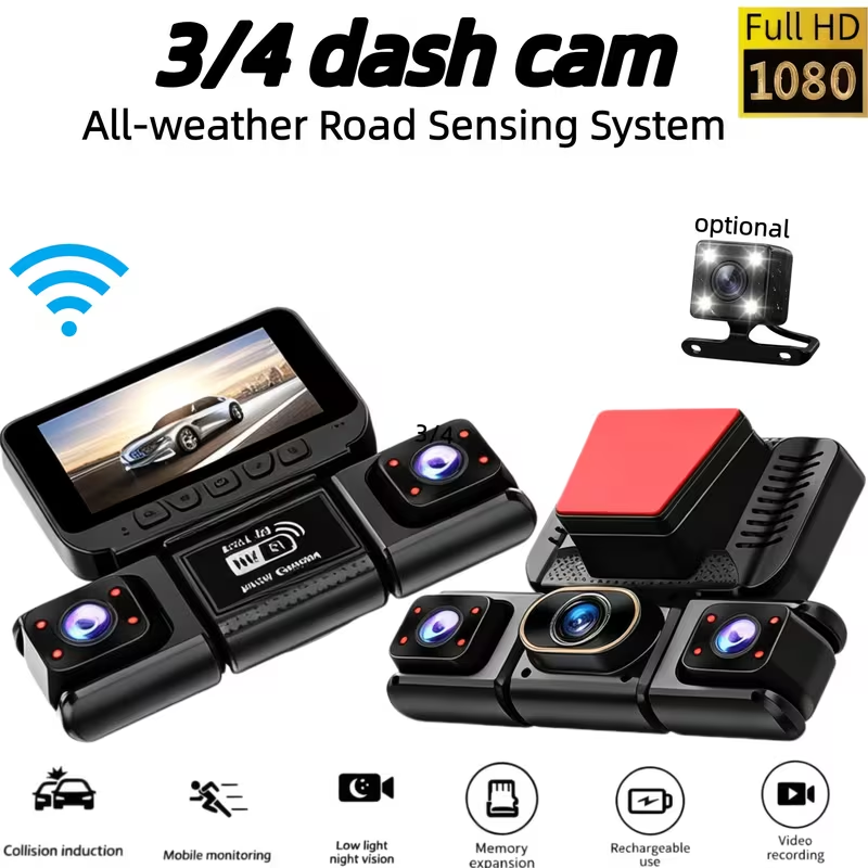 Panoramic Dash Cam 360 - 3/4-kanałowy WiFi 360 ° Kamera panoramiczna
